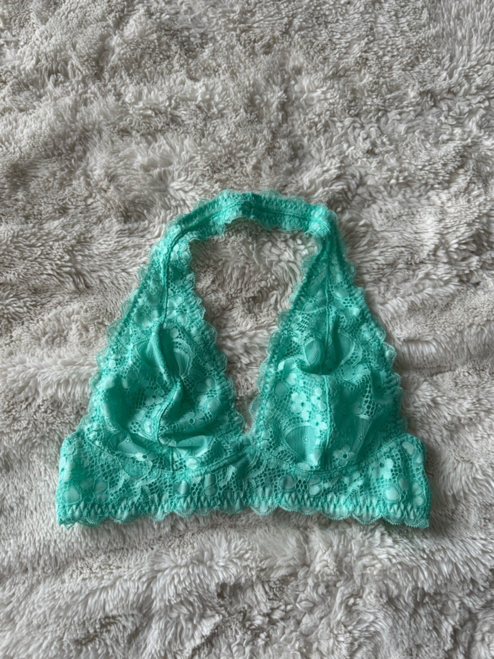 Free People Lace Halter Bralette in a turquoise